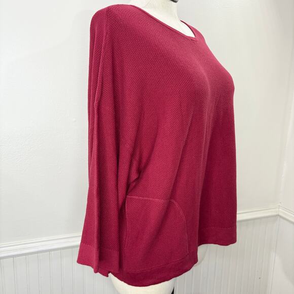 J Jill pureJill Size XL Cotton Cashmere Sweater Thermal Waffle Knit Pockets NEW - Picture 9 of 11